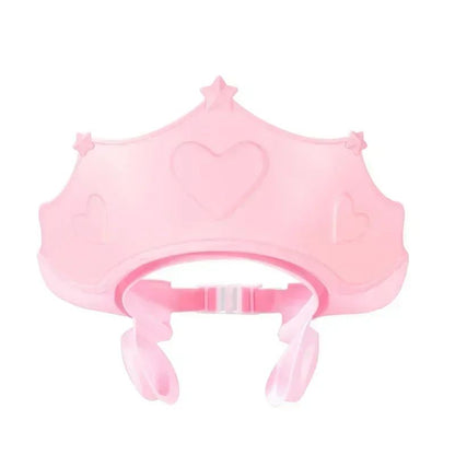 Chapéu de banho de borracha macia ajustável à prova d'água para bebês, proteção auricular infantil, xampu seguro para crianças, chapéu de bebê padrão coroa