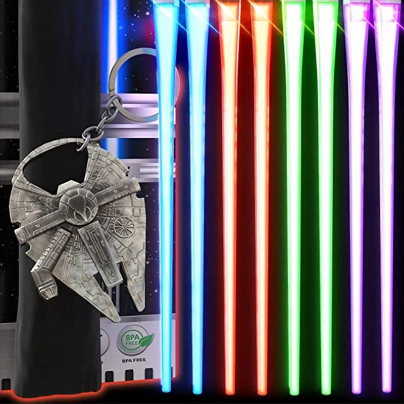 1 Pair StarWar Theme LED Lightsaber Luminous Chinese Chopsticks Reusable Washable Detachable Sushi Chopsticks Kitchen Tableware