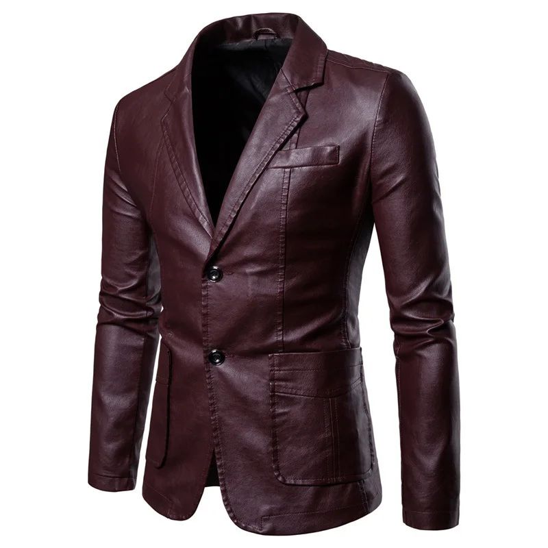 Spring Autumn New Men's Fashion Leather Jacket Casual Business Lapel Slim Fit Stylish Windproof Jacket Coat Streetwear