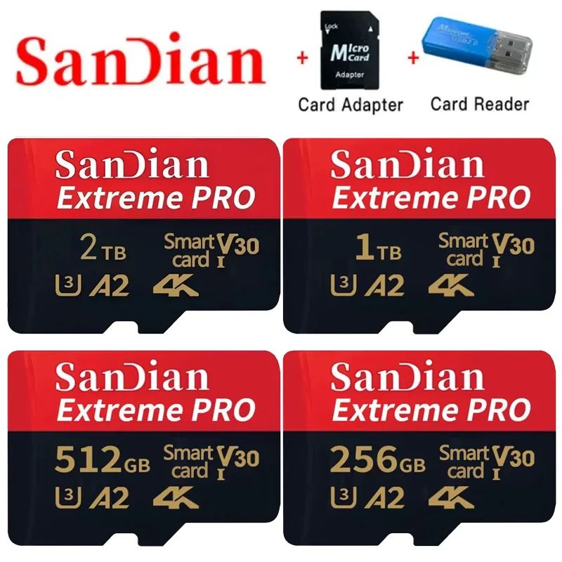 2025 Original TF Flash Card 1TB SD Card 128GB 256GB High Speed Micro TF/SD 512GB High Capacity Memory Card for Laptops/PC/MAC