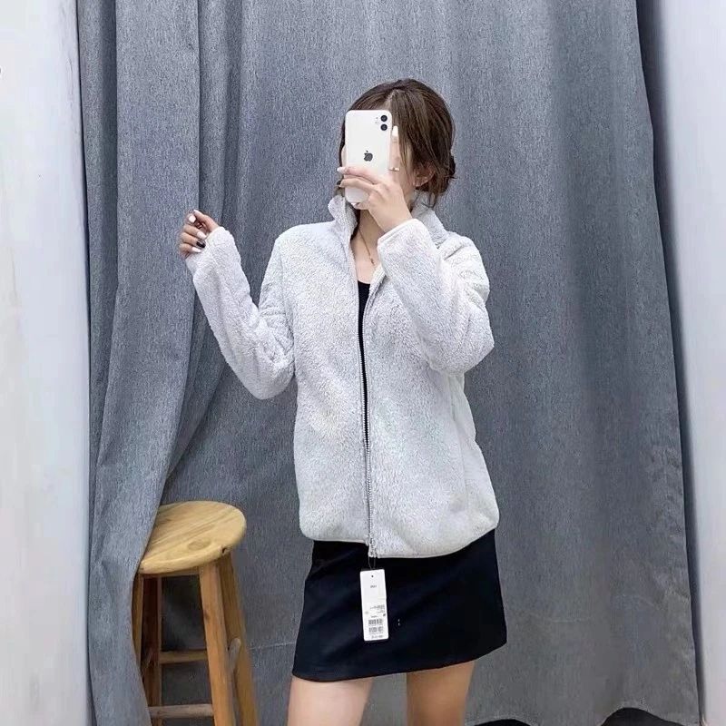 Autumn Winter Women's Long Velvet Fleece Zipper Sleeve Coat Warm Coral Fleece Jacket Full Length Outerwear Comfortable Coat