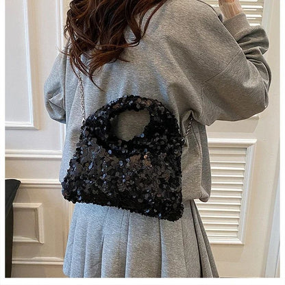Exquisite Shining Sequins Square Women's Shoulder Bag Popularity Stylish Design Handbags High Quality Solid Sweet Crossbody Bags