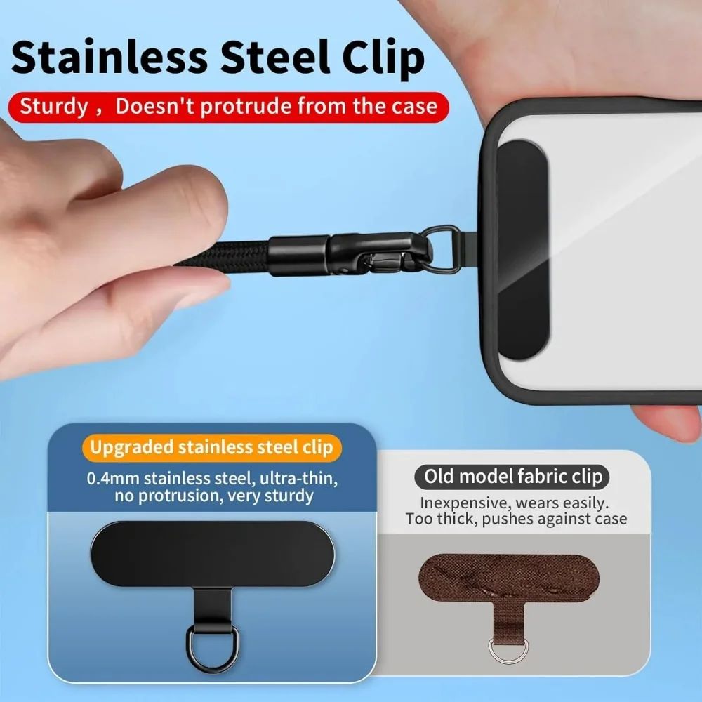 Cordão anti-queda para celular universal ajustável, pulseira curta com design de travamento automático, alça de poliéster durável para celular