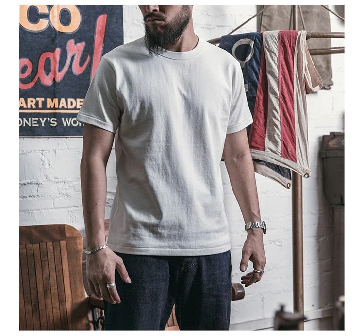 Bronson Heavyweight Seamless Tubular T-Shirt Summer Men's Plain Basic Tee Shirts