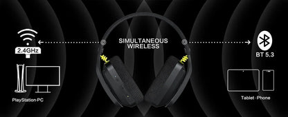 BINNUNE BW06 2.4GHz Bluetooth Gaming Headset with Mic for PS5 PS4 PC Mac Playstation Wireless Gaming headphone with Microphone