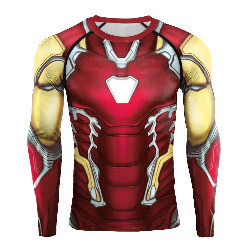 Super Mens Compression T-Shirt Long Sleeve 3D Tight Fitness Gym Sports Digital Printed Running Shirts Hero Jerseys Cosplay Top