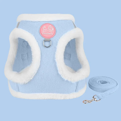 Colete Peitoral de Inverno Quente para Cães Chihuahua com Pelo, Conjunto de Colete Peitoral e Guia para Cães Pequenos, Filhotes, Yorkies, Acessórios para Mascotes