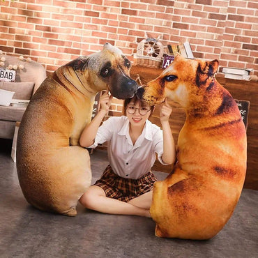 Cosplay Cute Throw Dog 2023 HOT Head Bend Cushion for Funny Favorite 3D Lifelike Home Animal Printed 50cm Dog Pillow Toy