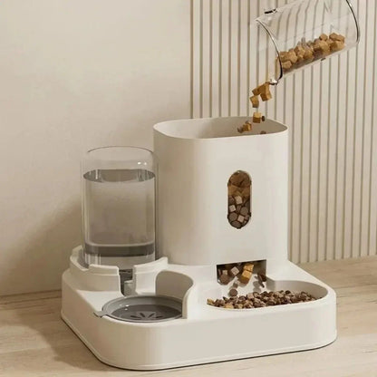 Comedouro Automático para Cães Gatos com Bebedouro Grande Capacidade Armazenamento de Ração Dispensador de Comida Acessórios para Filhotes e Pets
