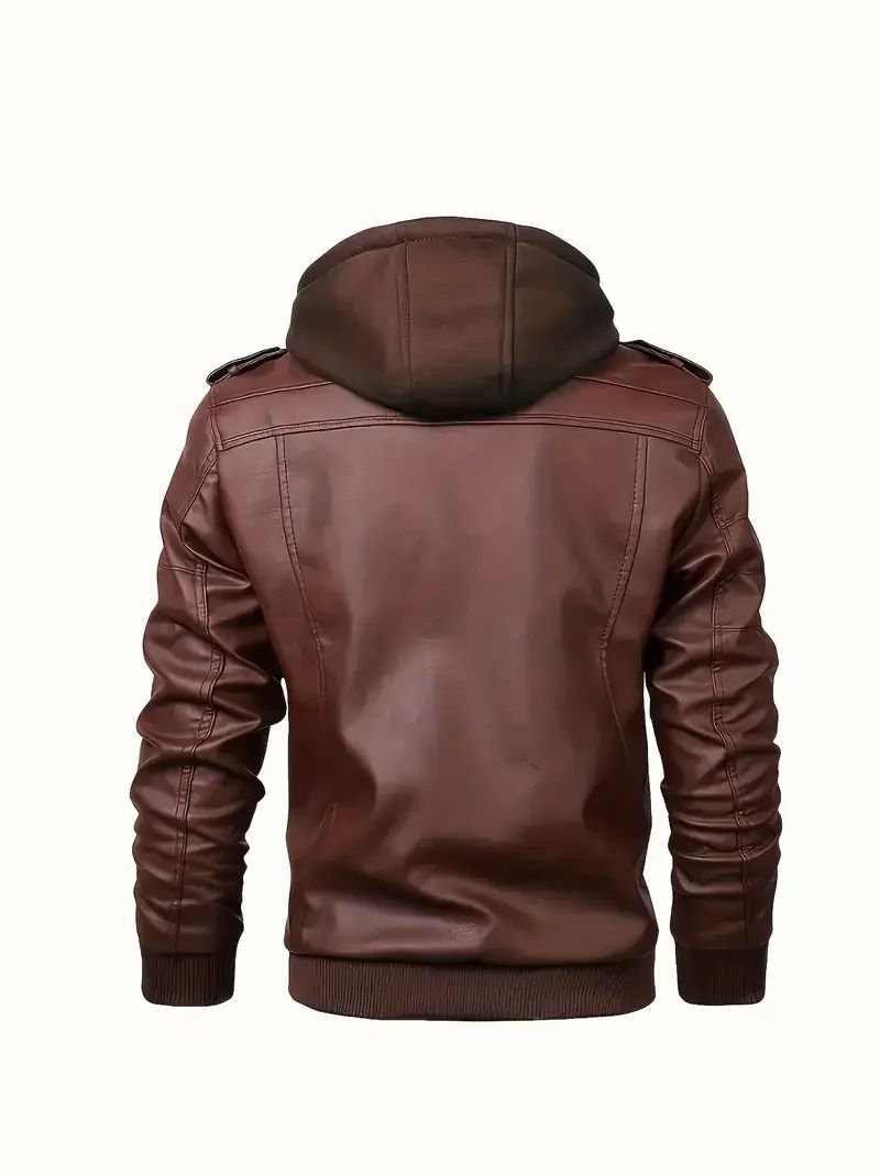 New Fake Two Pieces Motorcycle Leather Jackets Man Casual Fashion Motorcycle Coat Slim PU Lapel Jackets Autumn Leather Coat Male