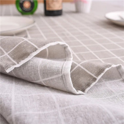 Table Cloth for Home Linen Cotton Plaid Stripe Dining Tablecloth Kitchen Decorative Rectangular Coffee Cuisine Party Table Cover