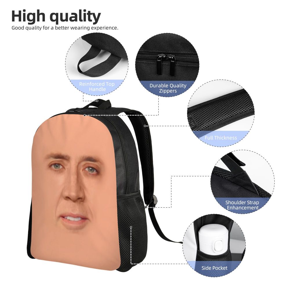Custom Nicolas Cage Meme Laptop Backpack Women Men Basic Bookbag for College School Student Funny Bags
