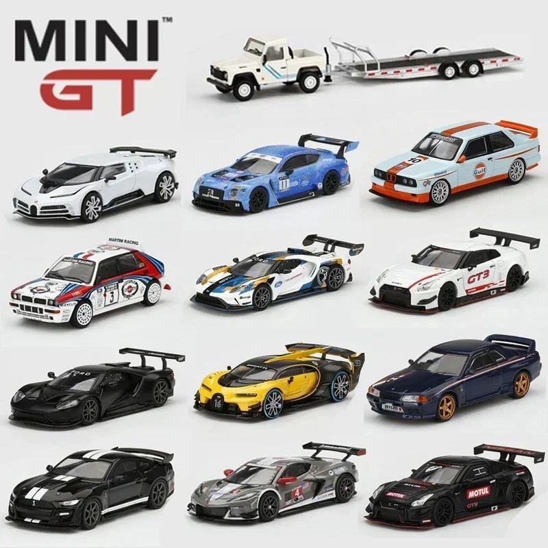 MINI GT 1:64 Bentley Nissan Lancia Ford Diecast Diorama Car Model Toys Simulação Miniatura Carro Modelo Coleção Ornamento Brinquedo