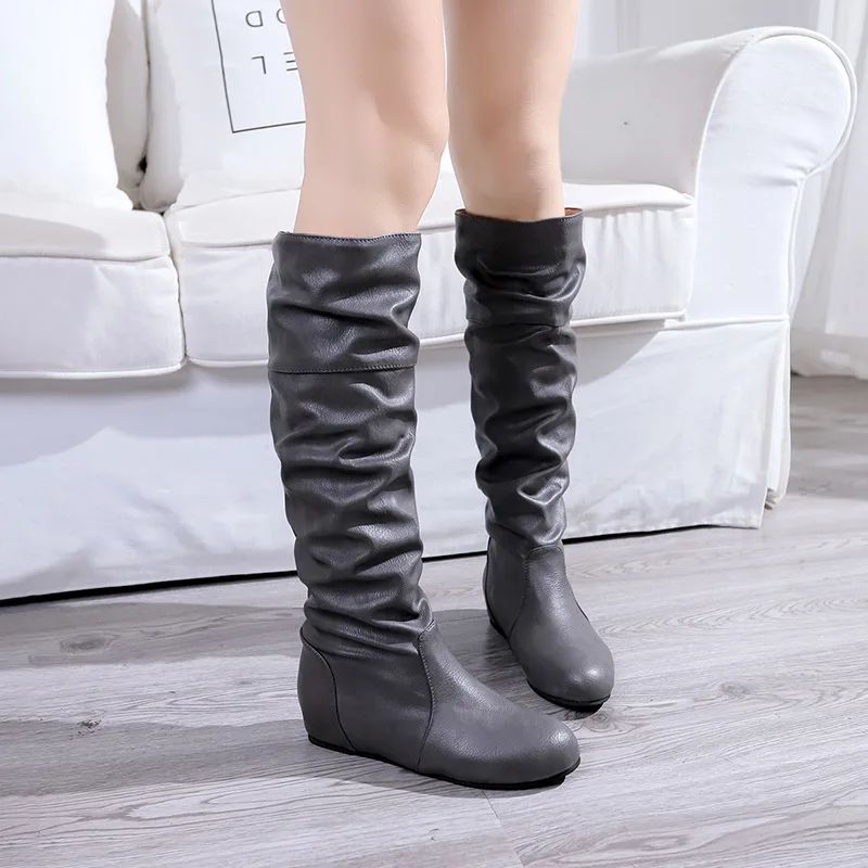 Flat Shoes Spring Autumn Women High Boots Long Western Cowboy Boots Women Footwear Large size 35-43 2024 Mid-Calf Boots Women
