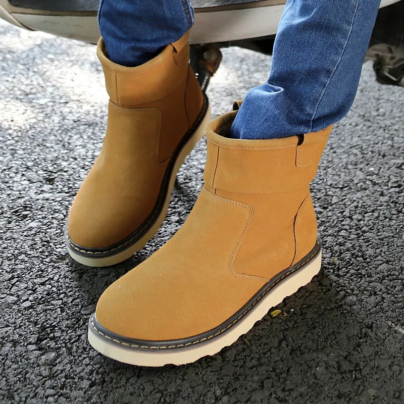 2025  Men's casual snow boots Trendy and versatile minimalist style Fashionable street walking Outdoor Warm Shoes Classic Black