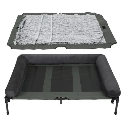 BINGOPAW Cama Elevada para Cães ao Ar Livre, Cama Reclinável Refrescante para Animais de Estimação com Estrutura Elevada e Tecido de Malha, Cama para Dormir em Acampamento com Almofada Removível