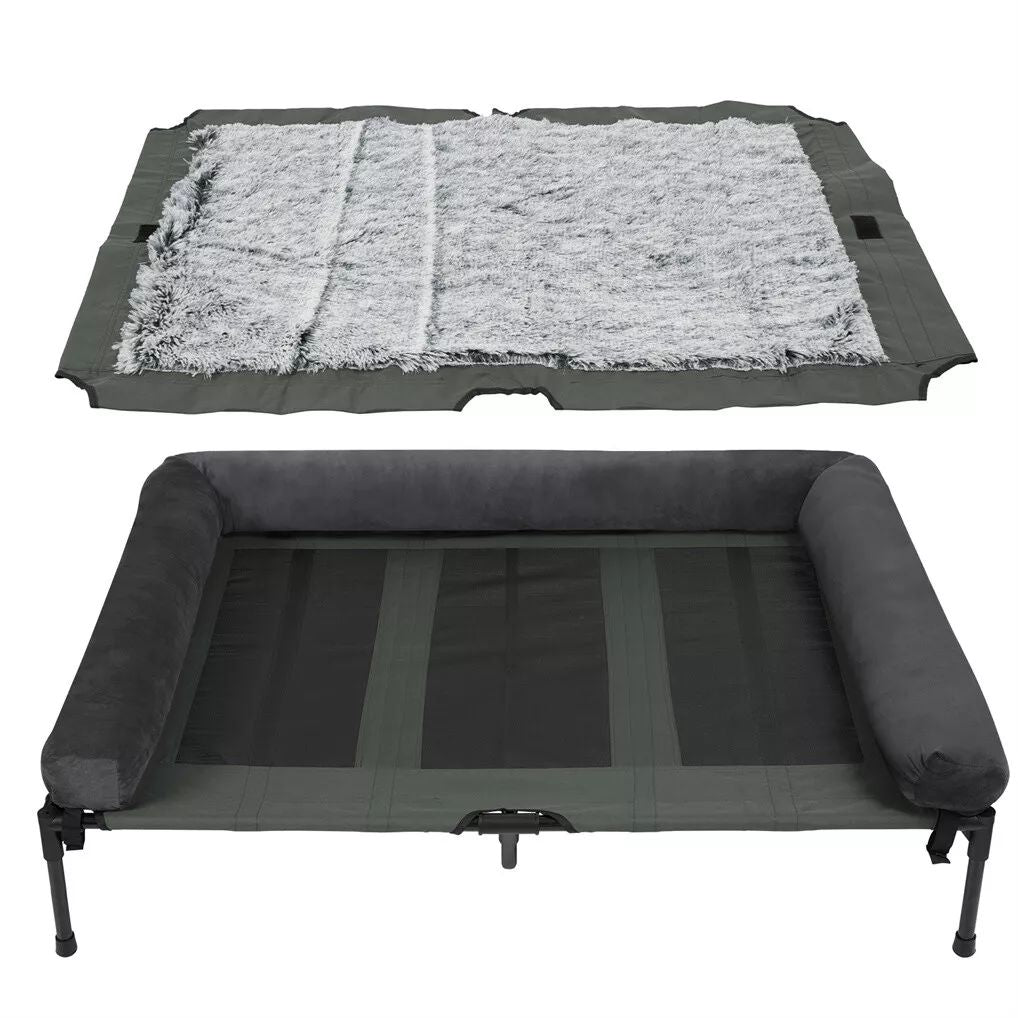 BINGOPAW Cama Elevada para Cães ao Ar Livre, Cama Reclinável Refrescante para Animais de Estimação com Estrutura Elevada e Tecido de Malha, Cama para Dormir em Acampamento com Almofada Removível