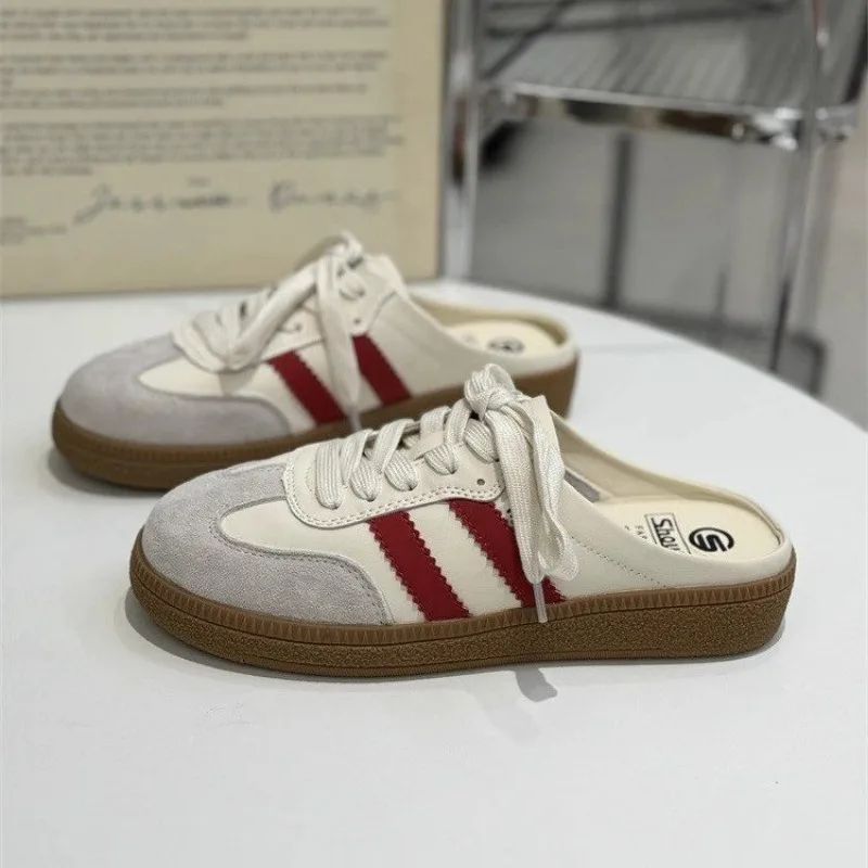 Women Mules Shoes Sports Round Toe Flat Female Footwear Sneakers Clogs Platform Summer Slip on Creeper Baotou Slides Slippers