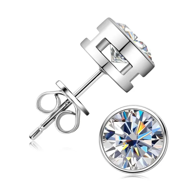 Brinco de Moissanite Real 0.5-2ct de Diamante em Prata 925 Banhado a Ouro Amarelo Brinco de Casamento Feminino Joia de Luxo com GRA