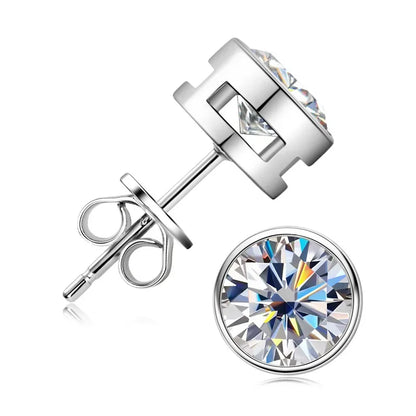 Brinco de Moissanite Real 0.5-2ct de Diamante em Prata 925 Banhado a Ouro Amarelo Brinco de Casamento Feminino Joia de Luxo com GRA