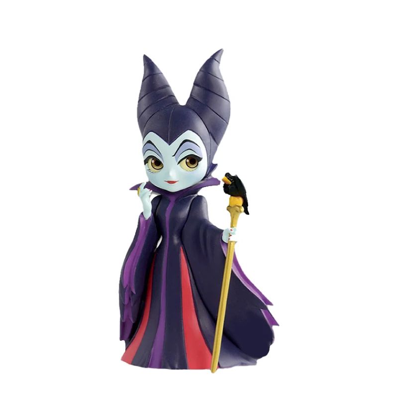 Bandai Original Disney Anime Figure Vilão Sentado Boneca Versão Q Brinquedos Infantis Decoração de Casa Modelo de Aniversário de Menina Presente de Brinquedo Fofo