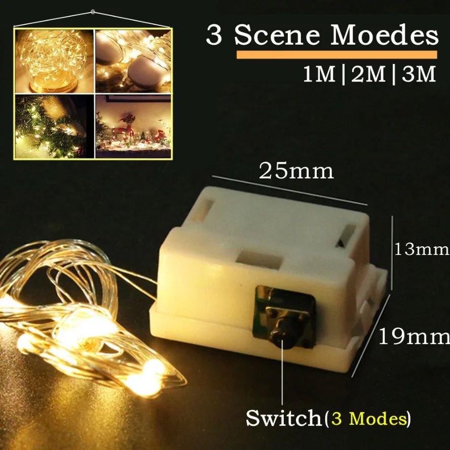3/2/1m 10PCS Wholesale LED String Lights Copper Silver Wire Garland Light Fairy Lights Party Room Decoration Christmas Wedding