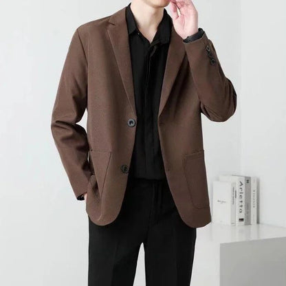 Brown Oversize Plus Big Size Jacket for Men Long Man Suits and Blazers Coats Fashionable Fashion 2025 New in Simple Breasted