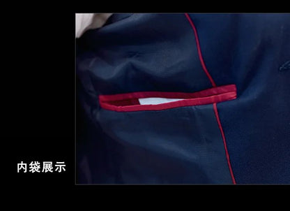 2024 Spring New Men's Stand Collar Casual Suit Jackets Youth Fashion Solid Color Stitching Three Button Mens Blazer Coats