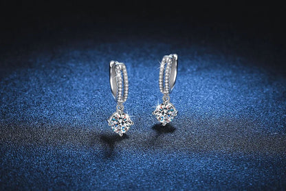 Brincos de Ouro Branco 14K AU585 Platina PT950 moissanite clássicos quatro garras cor D 1 quilate para mulheres