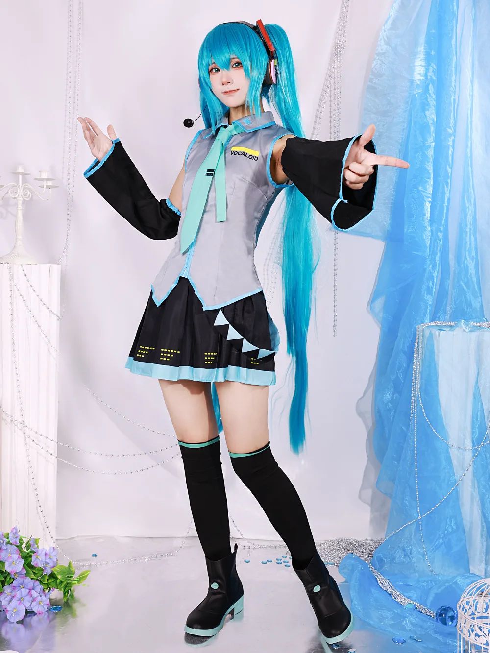 Anime Karakter Prestaties Kleding Hatsune Miku MIKU Anime Kleding Cosplay Kleding Rok Hetzelfde Pak Pruik Accessoires Halloween