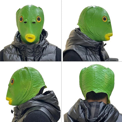 Halloween Green Fish Head Red Fish Head Funny Cosplay Costume Mask Adult Carnival Party Fish Head Mask April Fool's Day Headdres