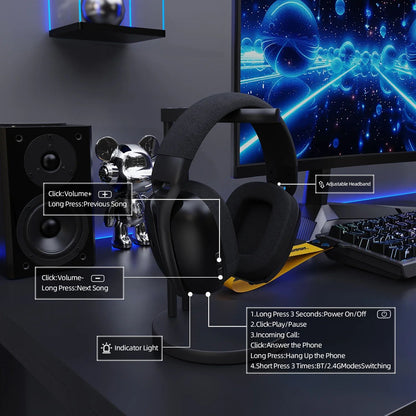 ATTACK SHARK L80PRO Low Latency Wireless Gaming Headset Tri-Mode Bluetooth Ultra-Light 40mm Drivers Headphone for PC PS5 Switch