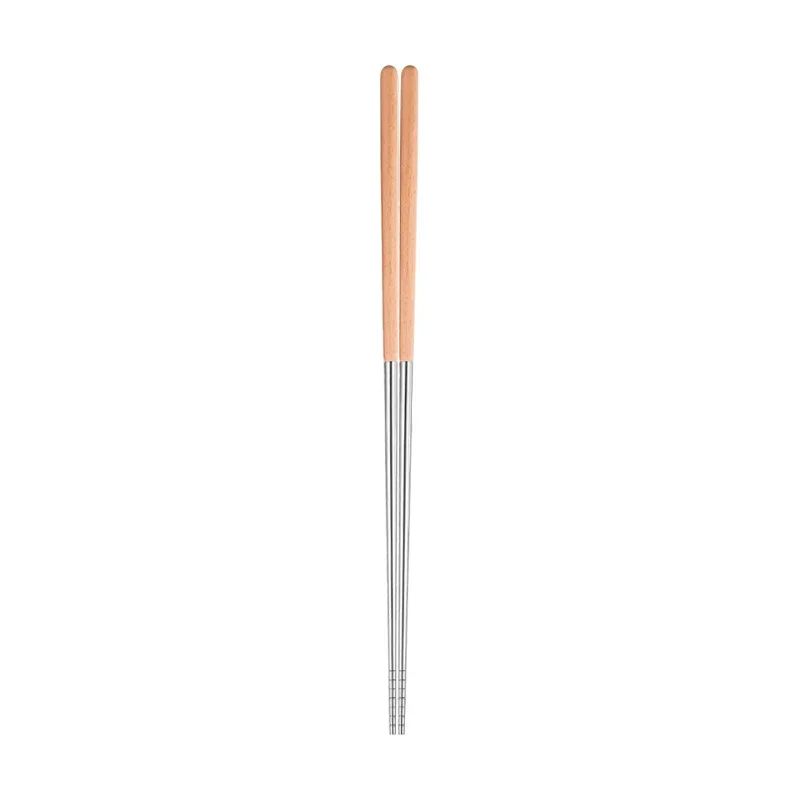 Hashis de Aço Inoxidável Hashis Longos para Cozinhar Macarrão Fritura Panela Quente Hashis Chineses Hashis de Metal Reutilizáveis Utensílios de Mesa