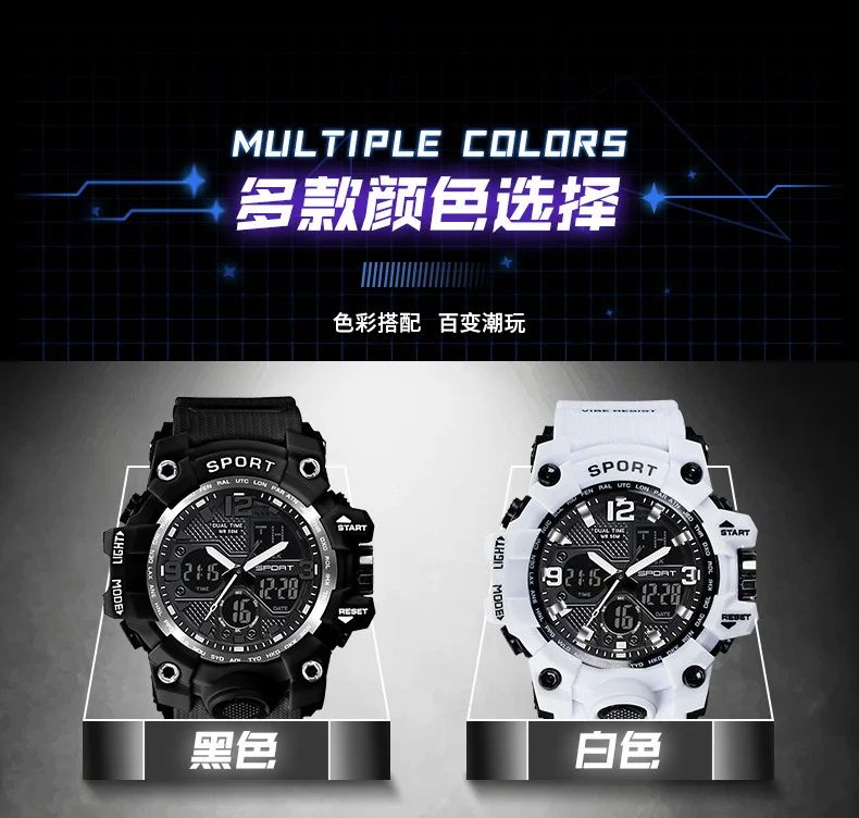 Hot shopping Teenage Men's Junior High School Student Fashion Trend Black Technology Sports Glow Men's Electronic Watch
