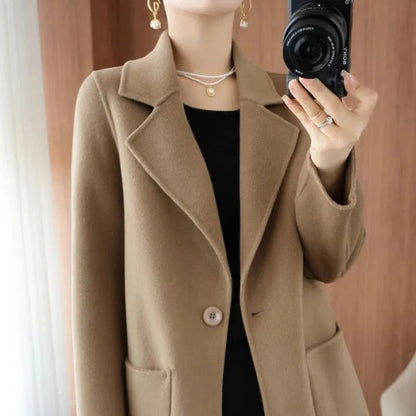 Autumn Winter Girls Fashion Mid-Long Jackets Female Casual Woolen Blends Coats Clothes Lady Korean Fashion Designer Coat