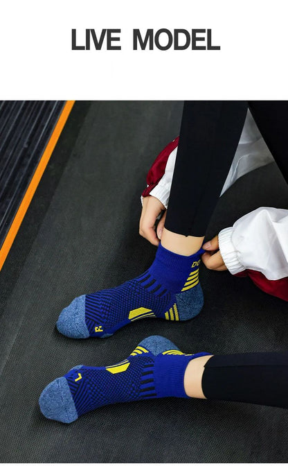 3 Pares Meias de Corrida de Maratona Masculinas Femininas Profissionais Esportivas Tornozelo Fitness Tubo Acolchoado Engrossado Baixo Cano Curto Barco Meias