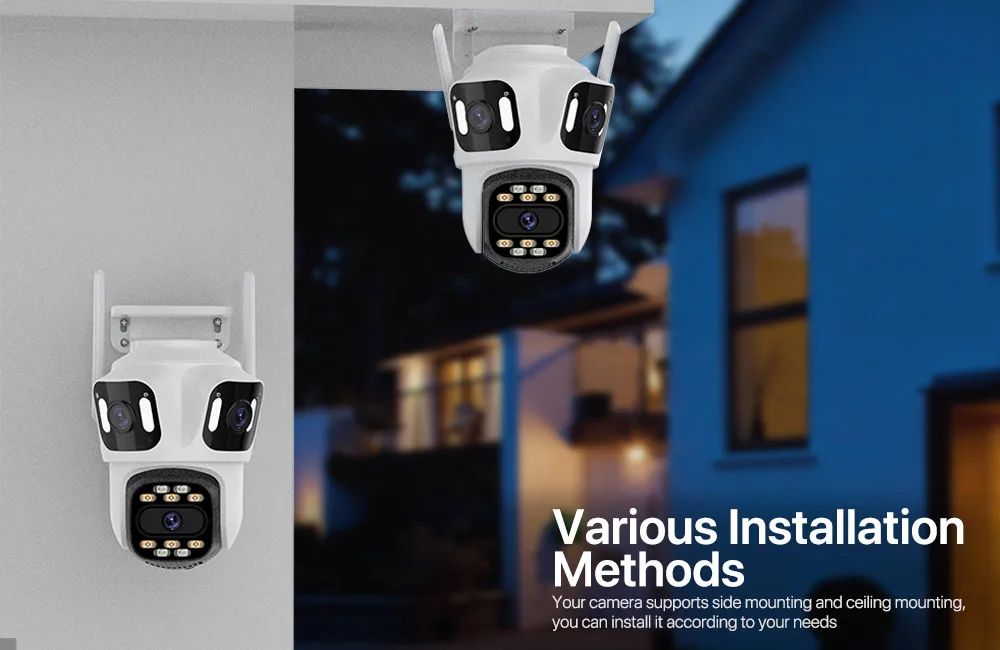 Three Lens Three Screen IP 12MP Camera WiFi External Dual Lens Auto Track Security PTZ 8MP HD Camera iCsee Video Surveillance
