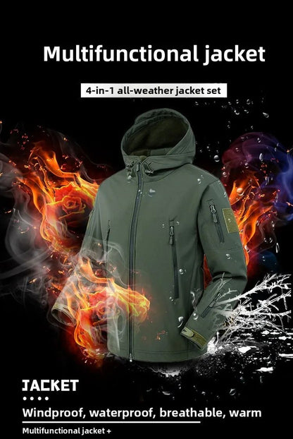Conjunto de Pesca de Inverno para Externa Roupa de Caminhada Respirável Jaqueta Softshell IX7 de Pele de Tubarão Conjunto Forrado de Lã Quente Corta-vento