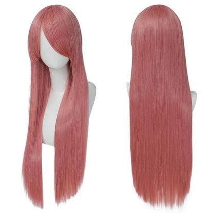 QQXCAIW Peruca Colorida Longa Lisa Sintética Branca Roxa Preta para Cosplay 80cm para Homens e Mulheres