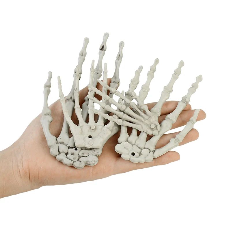 1 Pair Of Halloween Skeleton Hands Haunted House Bar Party Plastic Horror Props Dummy Hands Bones Halloween Scene Decor Supplies