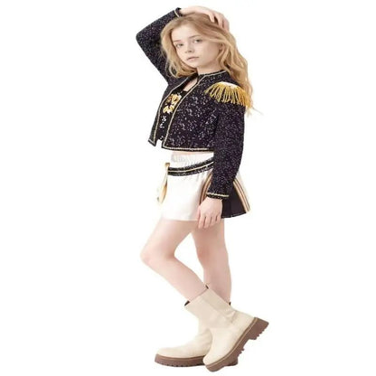 Hot Selling Korean Style teenager Suit Halloween Cosplay Hot Teenager Show Costume Black Shiny Suit Halloween  Anime Costume