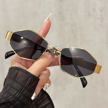 Fashion Polygonal Women Sunglasses 2025 Vintage Brand Rhombus Ladies Sun glasses Shades Unique Metal Frame Punk Eyewear Men