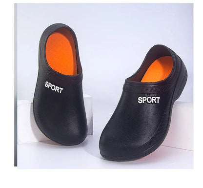2025 New Kitchen Shoes Non-Slip Oil-Resistant Chef Rain Shoes Restaurant Food Work Shoes Comfortable EVA Material for Men