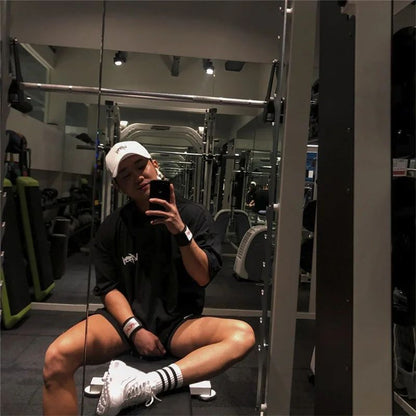 NEW Round Collar  sports T Shirt Oversize Cotton Summer Tee Training running shirt Man Streetwear Half Sleeve men T-shirt