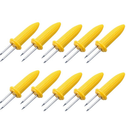 10pcs Fork Corn Skewer Stainless Steel Corn Holders Corn On The Cob Skewers Fruit Forks Outdoor Camping Cooking Barbecue Tool