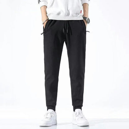 2025 Male Elastic Waist Soft Warm Casual Ankle Band Zipper Pockets Trousers Men Drawstring Pants Loose Spring Fall Sweatpants