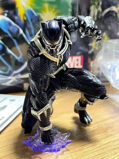Amazing Yamaguchi Black Panther Action Figure Collection Model 15cm Kaiyodo Revoltech #030 Marvel T Challa Movable Figurine Toys