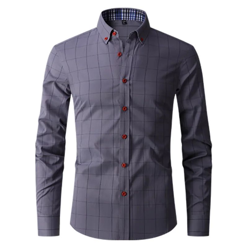 Brand New Men Shirt Male Dress Shirts Plaids Men's Casual Long Sleeve Business Formal Plaid Men's Shirt Camisa Social