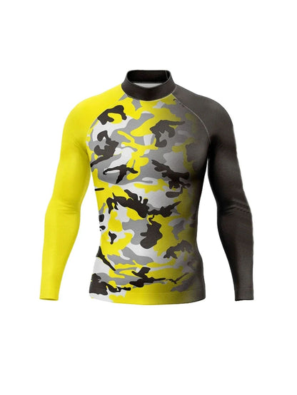 Long Sleeve Surfing Shirt Rashguard UV Sun Protection Basic Surfing Suit Swimwear UPF 50+ Diving Gym Clothes for Men