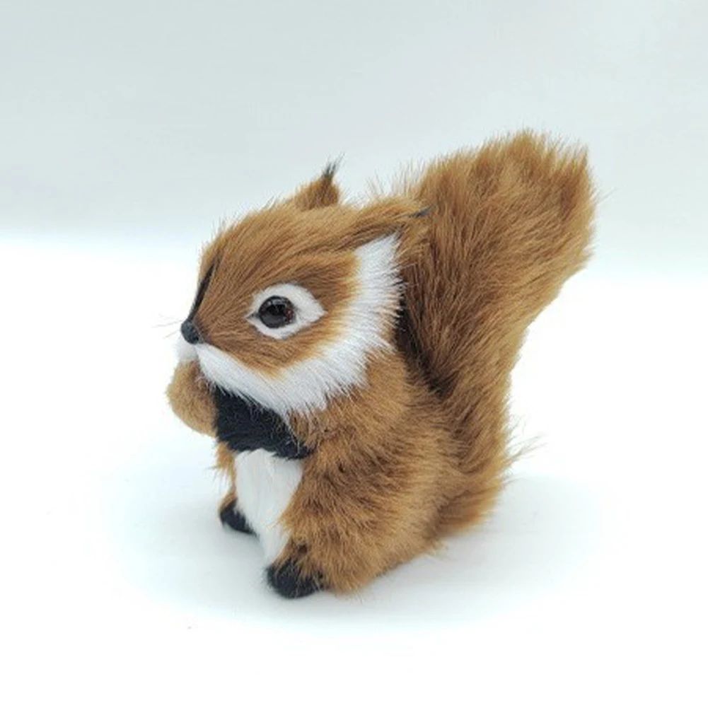 Simulation Squirrel Animal Figurines Christmas Artificial Squirrel Ornament Christmas New Year Party Desktop Decoration